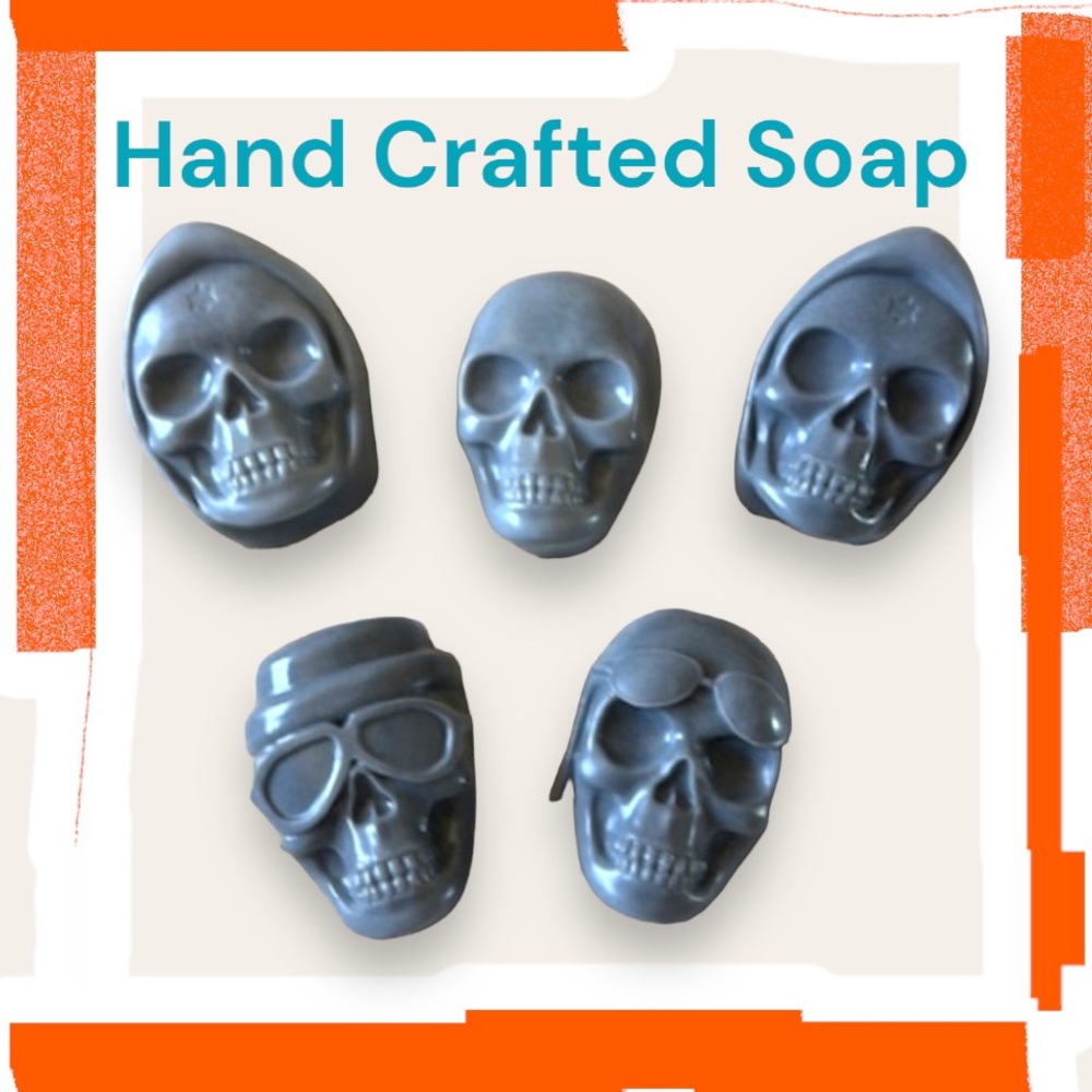 NOT 1 but 3 Bars of Hand Crafted Halloween Skulls Charcoal Soap